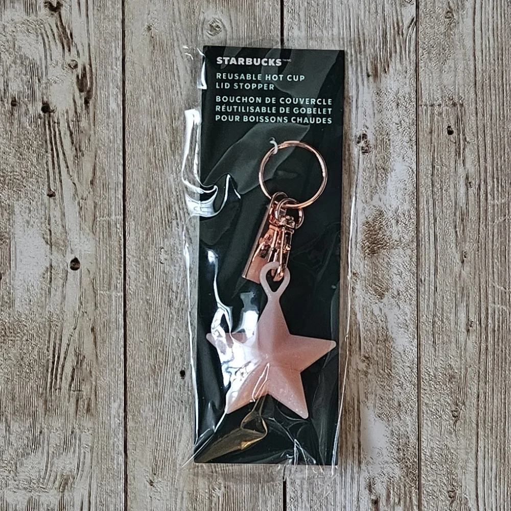 Starbucks Pink Star Lid Stopper Keychain